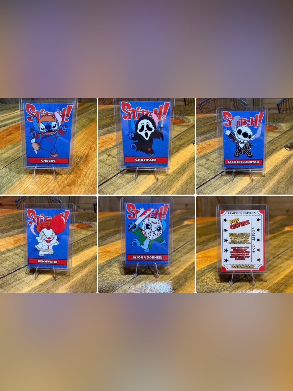 (5) Stitch Horror Cards - Chucky, Ghostface, Pennywise, Jack Skellington & Jason